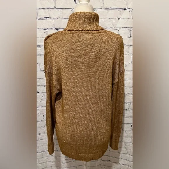 Nine West Soft Cowl Neck Sweater Brown Textured Details Size Medium - Picture 4 of 7